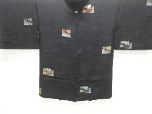 大正ロマン　色紙に花模様織り出し漆一つ紋羽織